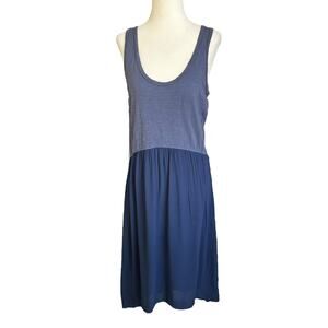 Anthropologie Two-Tone Navy & Slate Blue Sleeveless Mini Dress